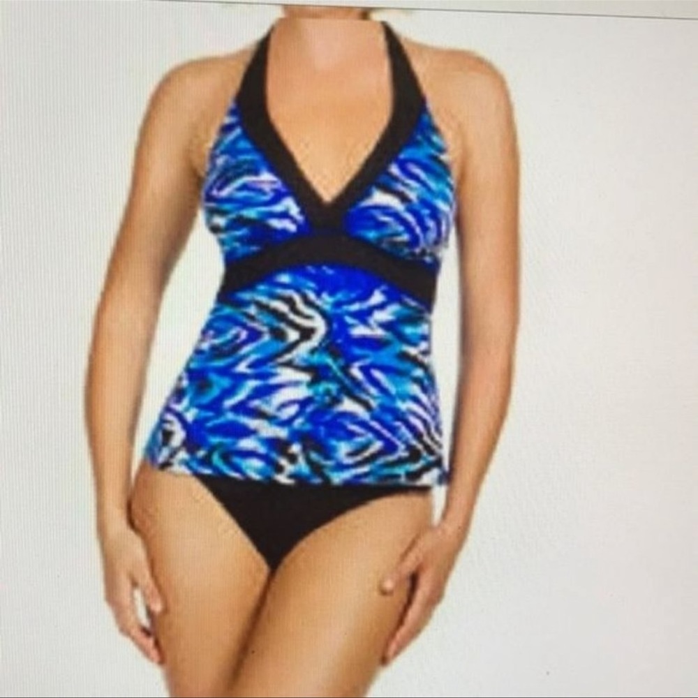 🆕NWT Miraclesuit Tankini Top Fierce Halter Blue Black Multiple Sizes Available